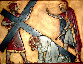 The seventh Station: Jesus falls again under the cross